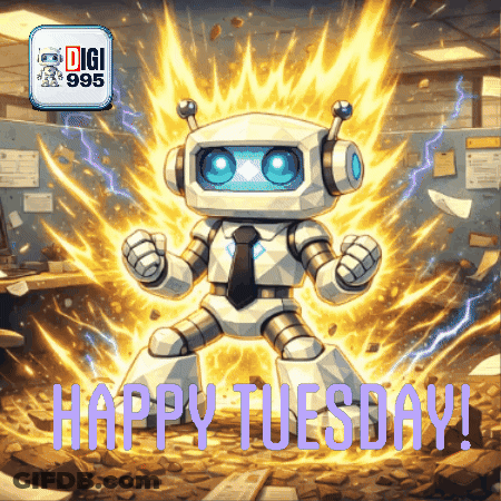 Robot Saying Happy Tuesday GIF