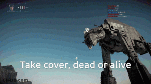 Robot Saying Take Cover Dead Or Alive GIF