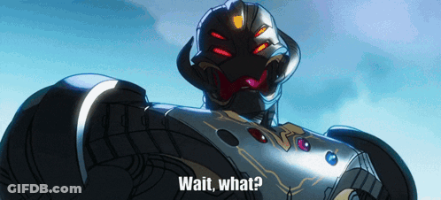 Robot Saying Wait What In Front Of Cloudy Sky GIF