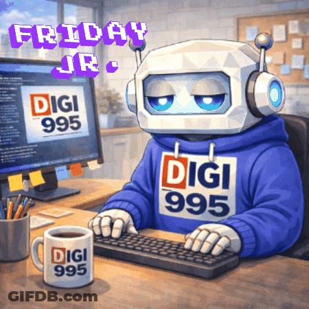 Robot Sitting At Desk In Digi 995 Hoodie GIF
