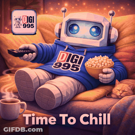 Robot Sitting On Couch With Popcorn GIF