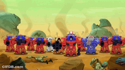 Robot Soldiers Standing In A Line GIF