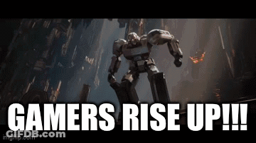 Robot Standing In City Gamers Rise Up GIF