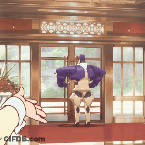 Robot Standing In Doorway With Hand Reaching Out GIF