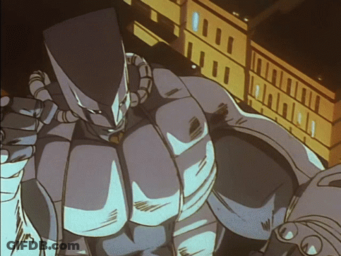 Robot Standing In Front Of Buildings GIF