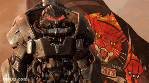 Robot Standing In Front Of Cats Flag GIF