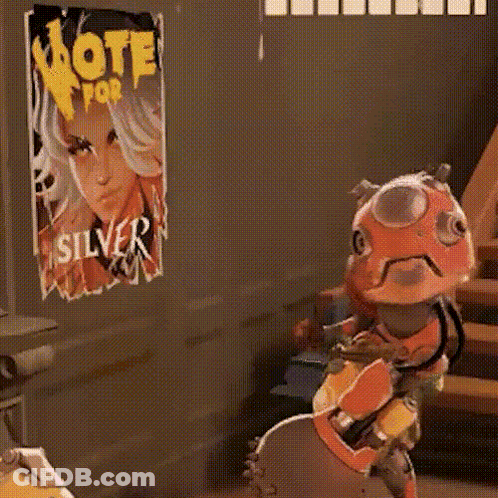 Robot Standing In Front Of Vote For Silver Poster GIF