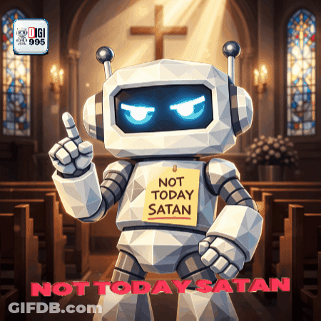 Robot Sticker Not Today Satan GIF