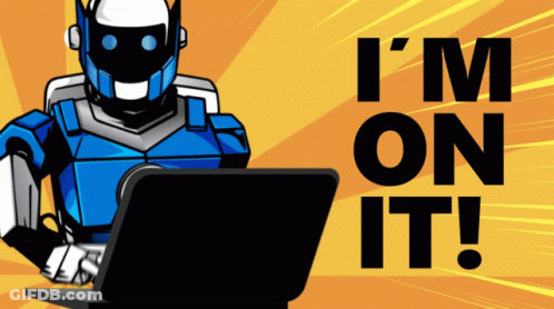 Robot Using Laptop With I'm On It GIF