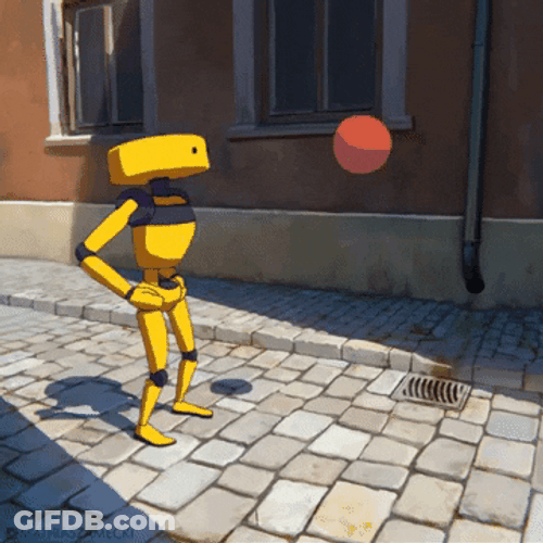 Robot Watching Things That Bounce GIF