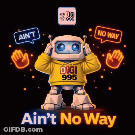 Robot Wearing Digi 995 Hoodie GIF