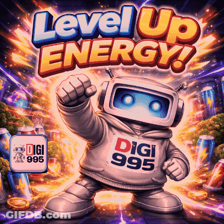 Robot Wearing Digi 995 Sweatshirt GIF