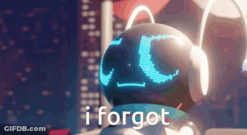 Robot Wearing Headphones Says I Forgot GIF