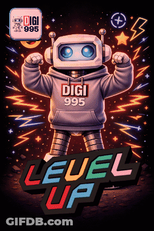Robot Wearing Hoodie Saying Digi 995 GIF