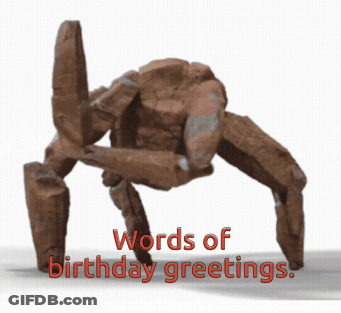 Robot With Birthday Greeting Words GIF