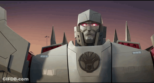 Robot With Blue Helmet And Red Truck On Arms GIF