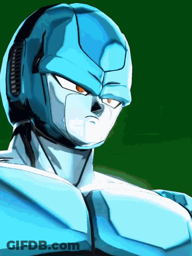 Robot With Blue Helmet On Green Background GIF