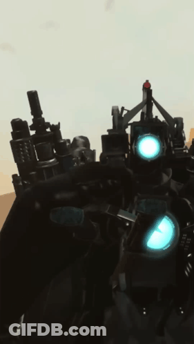 Robot With Blue Light Coming Out Of Eyes GIF