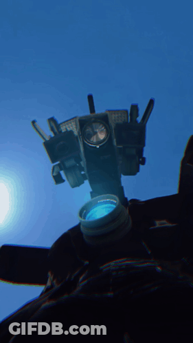 Robot With Blue Light Coming Out Of Head GIF
