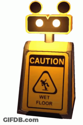 Robot With Caution Sign GIF