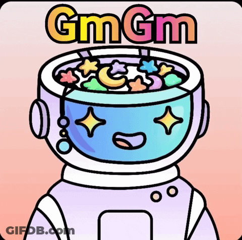 Robot With Cereal Bowl Head Saying Gm Gm GIF