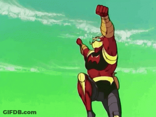 Robot With Green And Red Stripes On Face GIF
