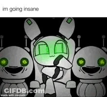 Robot With Green Eyes Sitting In Chair GIF