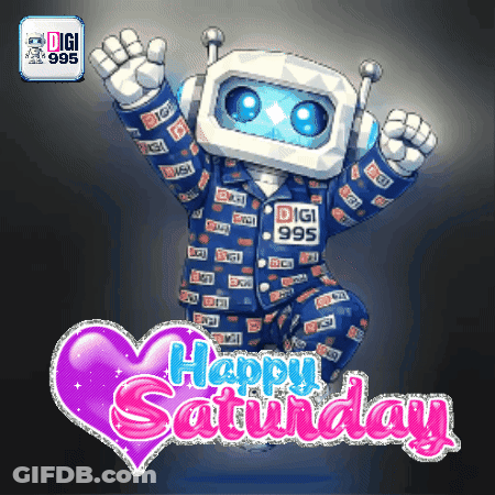 Robot With Happy Saturday GIF