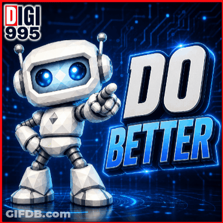 Robot With Headphones Pointing At Do Better GIF