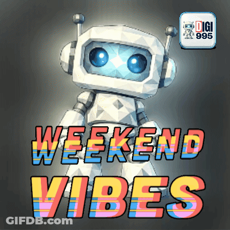 Robot With Headphones Weekend Vibes GIF