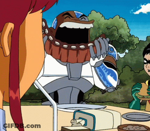 Robot With Helmet Eating Sandwich GIF