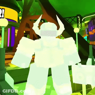 Robot With Horns And Helmet In Green Room GIF