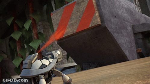 Robot With Laser Beam Coming Out Of Shell GIF