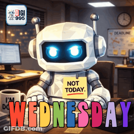 Robot With Note Saying Not Today GIF