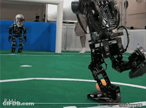 Robot With Number 11 On Its Back GIF