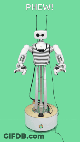 Robot With Phew Text GIF