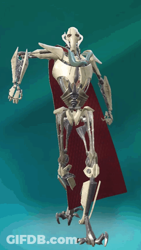 Robot With Red Cape On Blue Background GIF