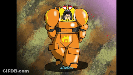 Robot With Red Eyes And Circle Saying IIII GIF