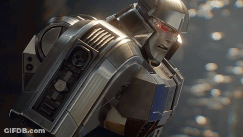 Robot With Red Eyes Blurred Background GIF