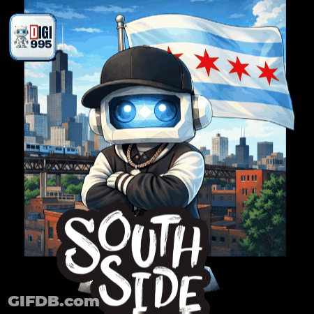 Robot With South Side Text GIF