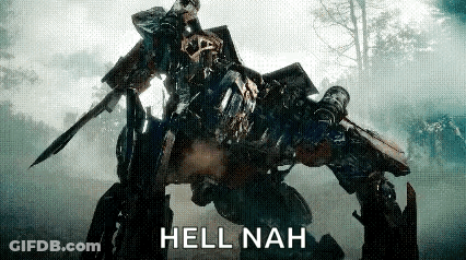 Robot With Sword Saying Hell Nah GIF