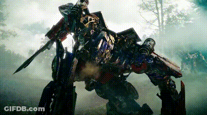 Robot With Sword Standing In Forest GIF