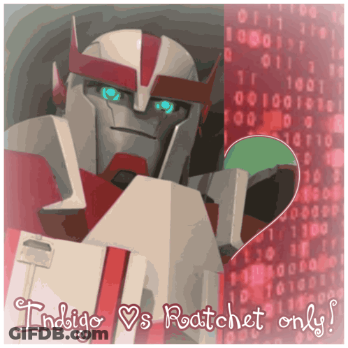 Robot With Text Indigo Vs Ratchet GIF
