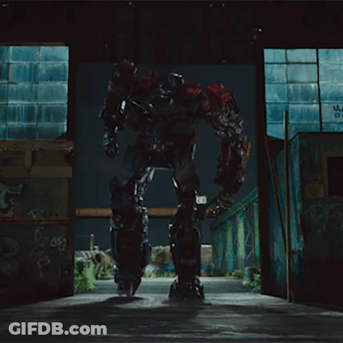 Robot With Transformers Logo Jumping GIF
