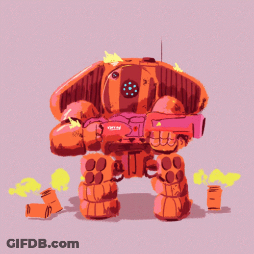 Robot With Vertigo On Chest GIF