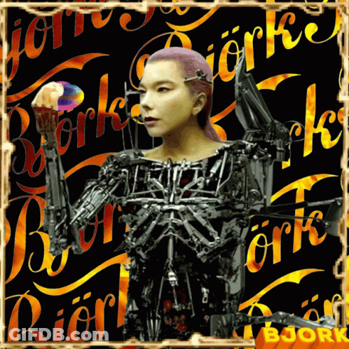 Robot With Word Bjork GIF