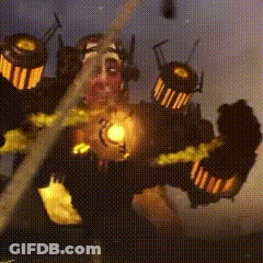 Robot With Yellow Light From Mouth GIF