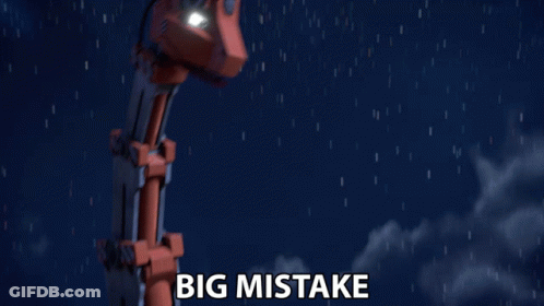 Robotic Arm Saying Big Mistake GIF