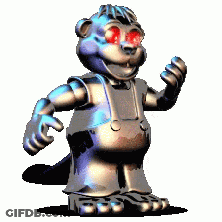 Robotic Beaver With Red Eyes GIF