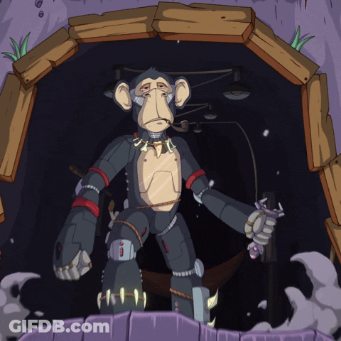 Robotic Monkey Holding Toy GIF
